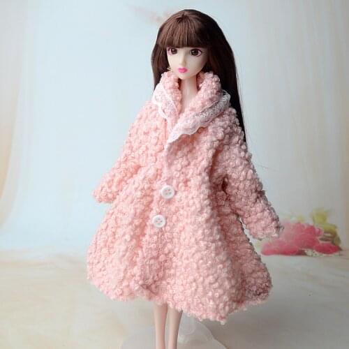 Doll Accessories Winter Wear Warm Fur Coat Dress Clothes For Barbie Dolls Fur Doll Clothing For 1/6 BJD Doll Kids Toy