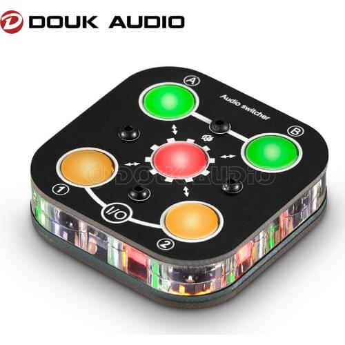 Douk Audio Mini 2-IN-2-OUT Audio Switcher Box Selector 3.5mm Headphone Jack Splitter Mixer