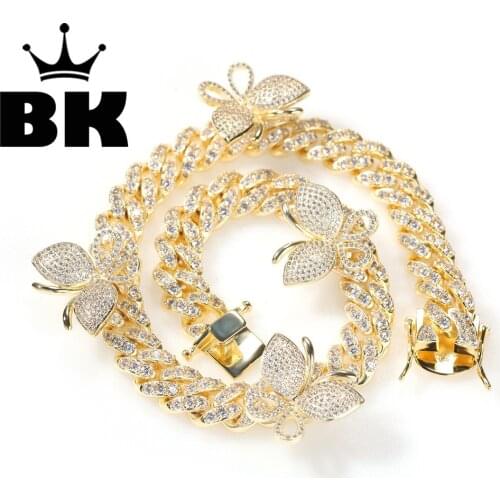 THE BLING KING 12mm CZ Rotate butterfly Necklace Iced Out Zircon custom Color Luxury Bling Jewelry Fashion Hiphop For Men
