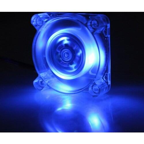 Gdstime DC 12V 3 PIN 40mm 40x40x10mm LED Transparent Crystal Blue Computer Case Brushless Cooling Fan