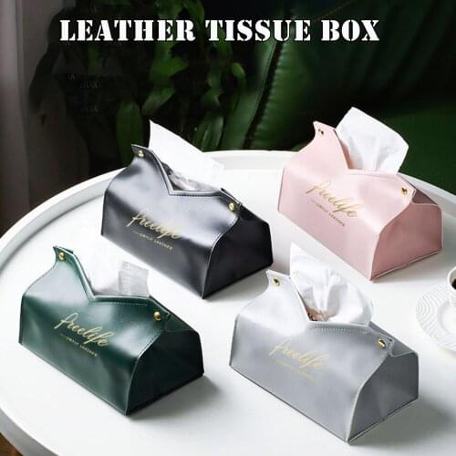 Tissue Case PU Leather Paper Holder Wipe Box Hand Modernized Toilet Paper Storage Box Decor Napkin For Bathroom