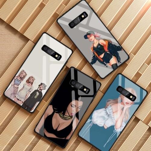 Pretty girl Tempered Glass Case For Samsung S7 S8 S9 S10 S20 J6 Plus S10LITE Note 8 9 10 J4 J6 J8 2018