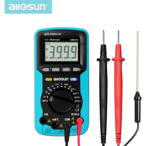 5 in 1 Digital Multimeter Sound Level Humidity Luminosity Temperature LCD AC/DC Multimeter Volt Amp Ohm Tester EM5510 ALL SUN
