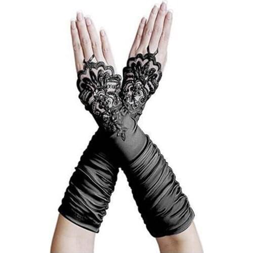 2019 Elegant Women Bridal Gloves Fingeless Elbow Long Bridal Gloves Fingerless Lace Beaded Wedding Accessories In Stocks