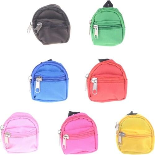 1Pcs Cute Zipper Canvas Backpack Bag For Dolls Fashion Mini Coin Bag Doll Clothing Dress Up Accessories Toys Kid Gift