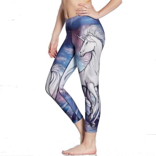 Cute Unicorn Print Girls Yoga Capris Sportwear Capris Tights 3D Printing Jogging Yoga Gym Capris 3 Patterns