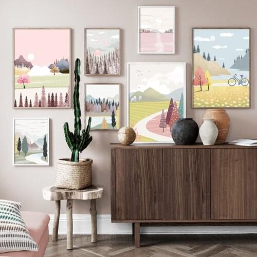 Forest Tree Green Plant Leaves Sea Sun Wall Art Canvas Painting Nordic Posters And Prints Wall Picture For Living Room Decor