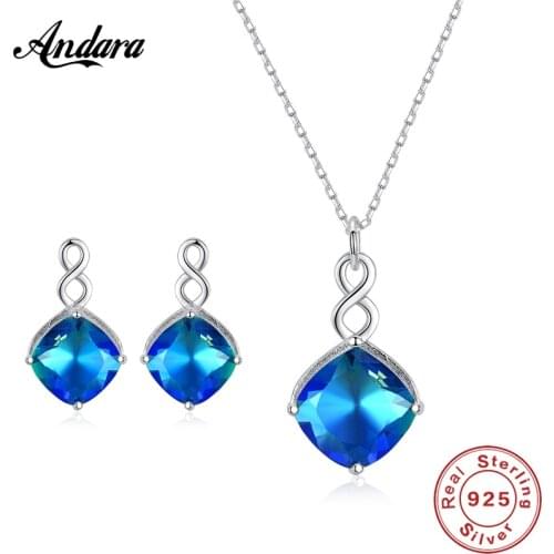 100% 925 Sterling Silver Jewelry Sets Simple Fashion Geometric Necklace Earrings Set for Woman Wedding Party Jewelry Gift