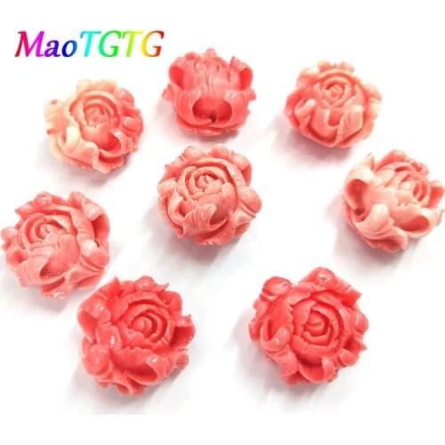 Peony Coral Pendant Beads For Jewelry Making Necklace Earring 12x20mm Flower Shape Coral Beads Accessories Wholesale