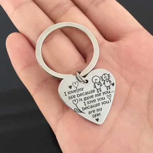 Fashion Popular Couple Heart Shape Keychains: I Love My Life Because It Gave Me You... I Love You Because You Are My Life