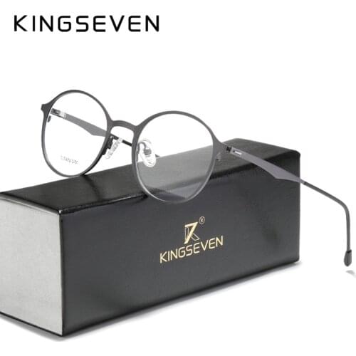 KINGSEVEN 2020 Round Titanium Optical Lenses Glasses Frame Men Myopia Women Prescription Glasses Eyeglasses Male Metal Eyewear