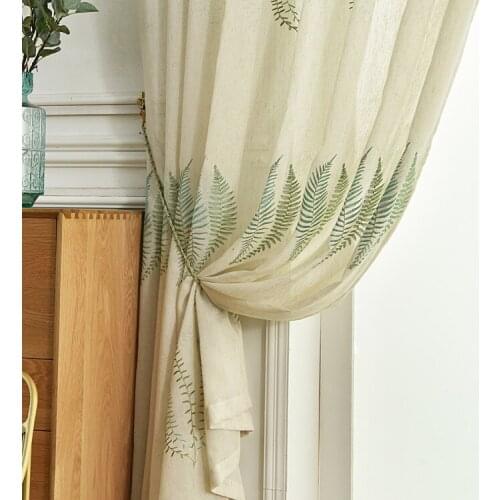 2021 New Essence Curtains Green Embroidery Windows Fresh Nordic Style Curtains Curtains for Living Dining Room Bedroom