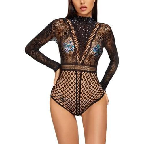 New Women Hollow Sexy Lingerie Role Play Lace Nightwear Costumes Stocking