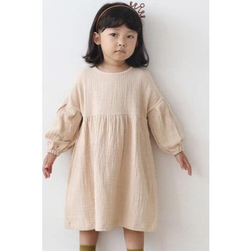 Casual Baby Kids Girl Pure Color Princess Dresses For Girls Dresses Spring Autumn Kids Girl Dress Long Sleeve Dress