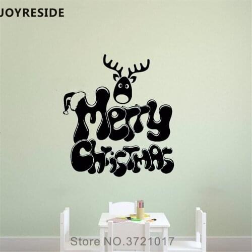 JOYRESIDE Santa Holiday Wall Decal Merry Chistmas Wall Sticker Quotes Vinyl Decal Home Baby Kids Room Decor Interior Design A773