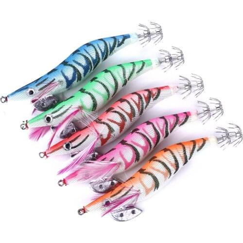 1PCS Squid jig fishing bait shrimp 23G Isca Artificial Fishing Leurre Octopus Wood Shrimp
