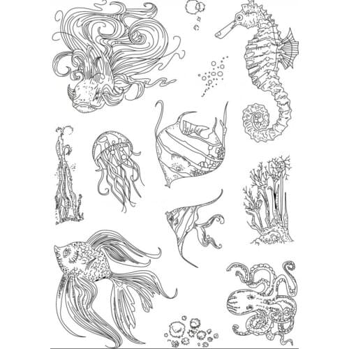 Octopus / fish Transparent Clear Silicone Stamp/Seal for DIY scrapbooking/photo album Decorative clear stamp ST0318