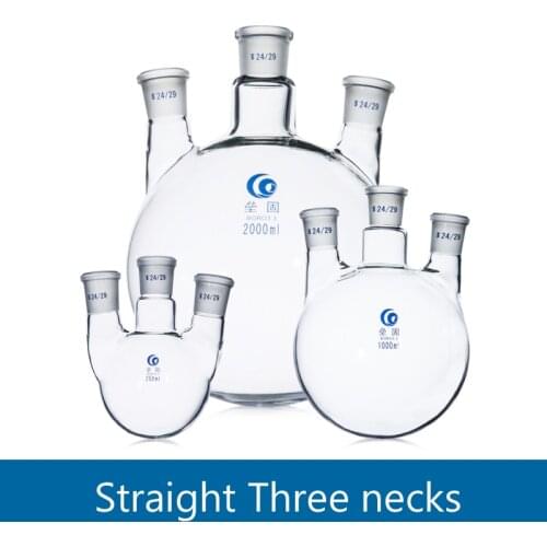 Straight Three necks glass flask Round bottom High borosilicate glass Flask Laboratory 3-necks reactor Thick section
