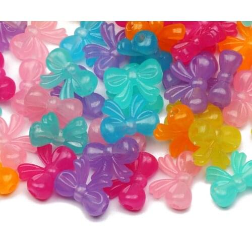 20/40/60pcs/lot Colorful Mixed Bow Acrylic Beads 15x20mm Loose Spacer Beads For Jewelry Making Diy Necklace Bracelet Accessories