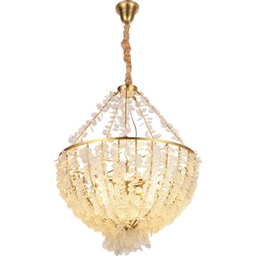 Light Luxury Crystal Chandelier Dining Room Living Room Creative Luxury Bedroom Postmodern American All-Copper Glass Villa Chand