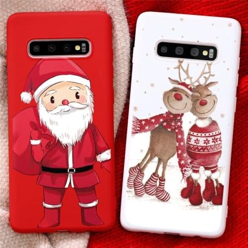 Christmas Silicone Case For Samsung Galaxy A11 A21S A31 A41 A51 A71 A91 J4 J6 A6 Plus A7 A8 A9 2018 Santa Claus Deer Cover Gifts