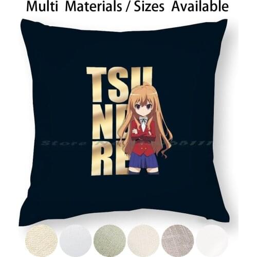 Tsundere-Toradora Pillow Case Throw Pillow Cover Cotton Linen Flax Anime Manga Toradora Tsundere Taiga Gold Kawaii Cute Palm