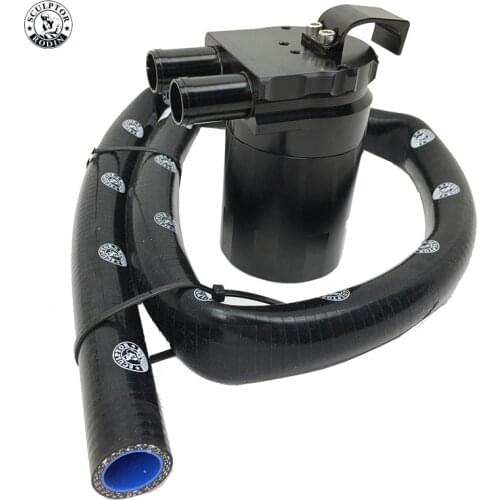 UNIVERSAL Aluminum Alloy Reservior Oil Catch Can Tank for BMW N54 335 BLACK+19MM The tubing