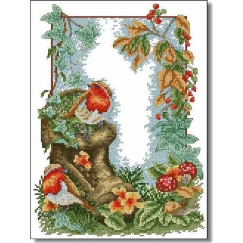 The bird on the stump 31-39 Counted Cross Stitch 11CT 14CT 18CT DIY Chinese Cross Stitch Kits Embroidery Needlework Sets