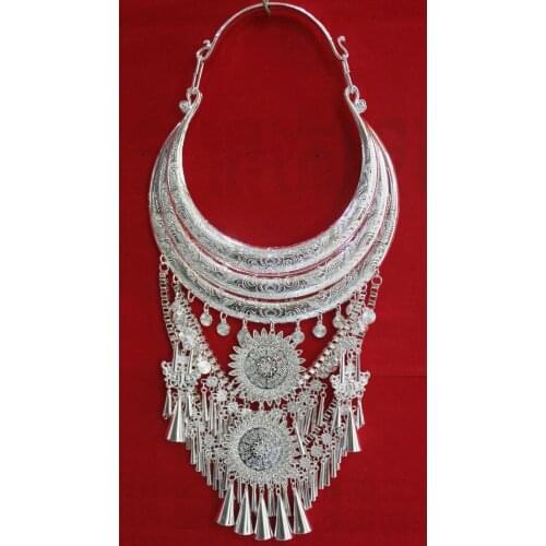 New Dong and Miao dance performance clothing silver headdress performance dress female Collar Necklace
