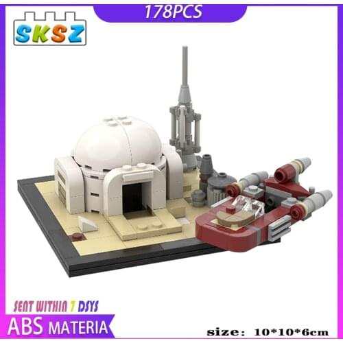 Star Diy Space Movie Protagonist Hut and Speeder on Tatooined Mini Model City street view Building Blocks Brick Toy Kid Xma Gift