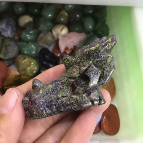 1pc Natural mineral crystal dragon head crystal sculpture ornament