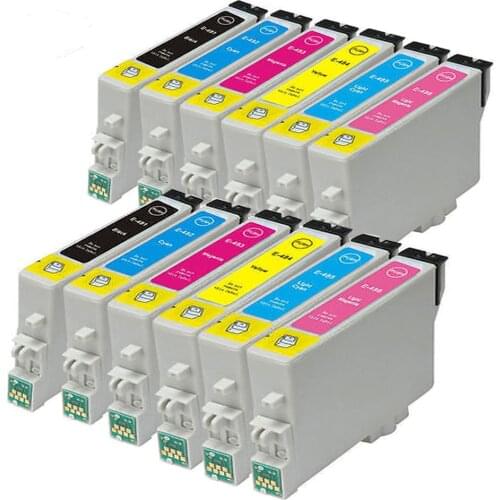 12 Pack T0481 T0487 Ink Cartridges for Stylus R290 R200 R220 R300 R300M R320 R325 R340 RX500 RX600 RX620 Printer