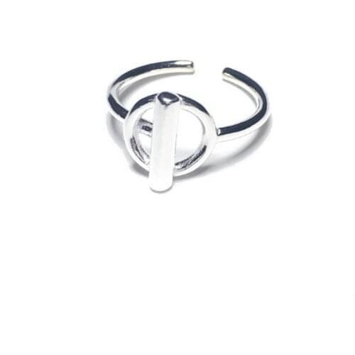 12Pcs/lot Simple Adjustable Geometric Circle Rings for Women Round Silver Ring Gift