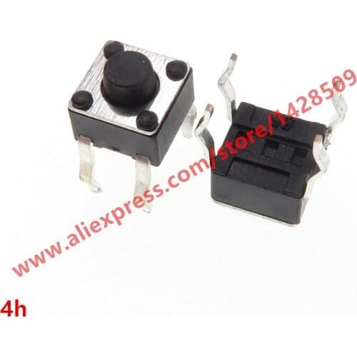 200pcs 4.5*4.5*4mm 4pin DIP Black Micro Push Button Tactile Tact Momentary Electronic Switch