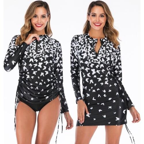 2021 European and American Split Long-sleeved Surf Suits Sunscreen Womens Swimwear Hot Spring Diving Suits Swimwear