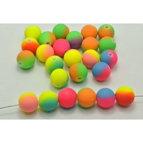 50 Multi-Color Neon Beads Acrylic Round Beads 14mm(0.55")