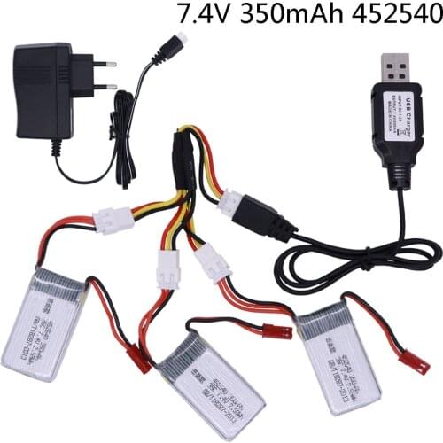7.4V 350mah Lipo Battery with USB Charger for MJX X401H X402 JXD 515 515W 515V RC Mini FPV Drone Quadcopter Helicopters parts