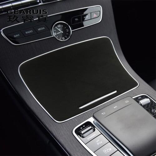 Car Suede wrapping Center Console Water Cup Holder panel Collars ABS Cover Stickers Trim For Mercedes Benz C Class W205 GLC X253