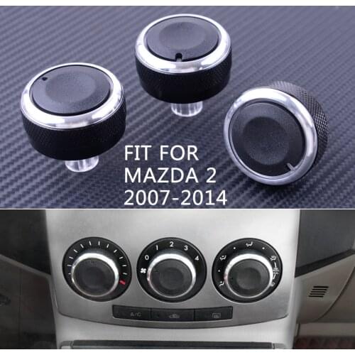Car 3x A/C Switch Knob Heater Climate Control Button Trim Fit for Mazda 2 Demio 2007-2011 2012 2013 2014