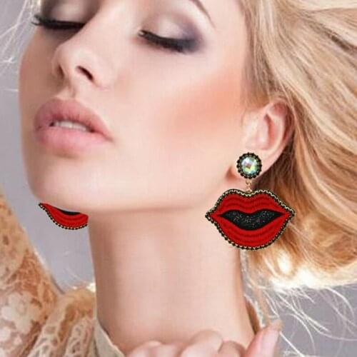 Bijoux For Women mouth earrings colorful tassel Big earrings woman lips earrings wedding banquet jewelry Bohemia jewellry 2020