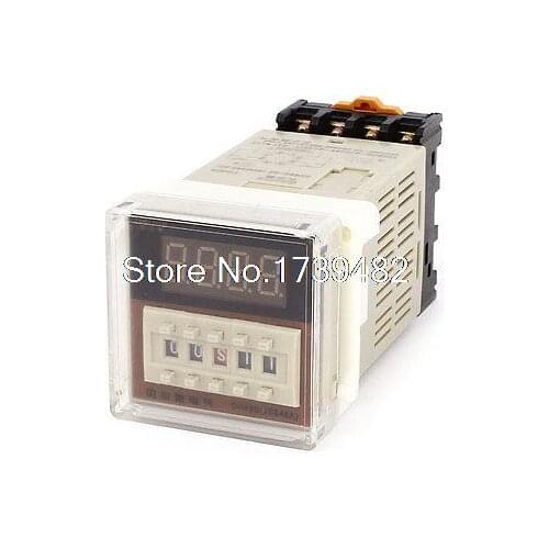 DH48S-2Z AC/DC 12V 8 Pins LCD Digital Timer Delay Relay 0.01S-99H99M w Base