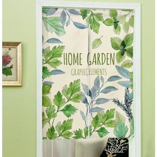Green plant Door Curtain Linen Tapestry leaves Children Study Bedroom Home Decor Bedroom Kitchen Curtain