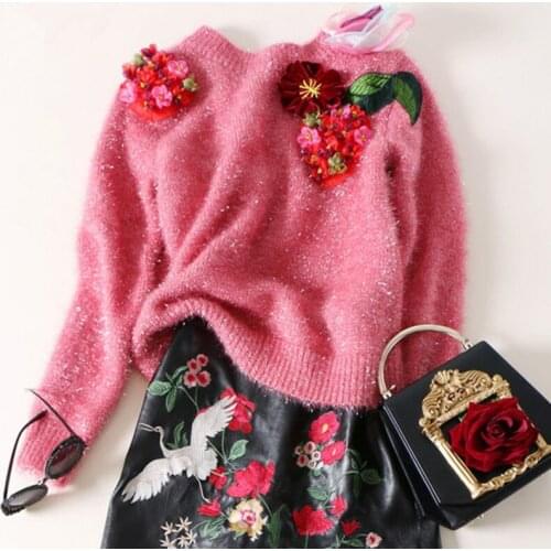 Jumper Sweater Cotton Acetate Real New Arrival And Pullovers Spring Knitting Hedging Three-dimensional Embroidered Personality