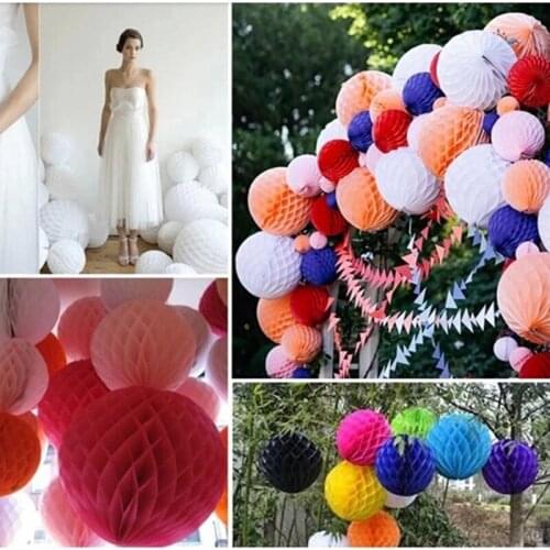Hot sale 4''(10cm) Decorative White Gray Tissue Paper Lantern Honeycomb Ball Wedding Kid Birthday Decoration babyshower supplies
