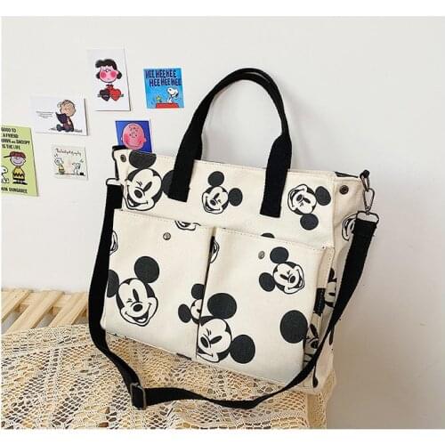 Disney Canvas Childrens' Bag Large Capacity Tote Messenger Bag Mickey Mouse Women Fashion Print Shoulderl Handbag
