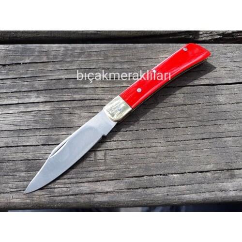 Handcrafted Pocket Knife Plexiglass Handle 15cm Open Length
