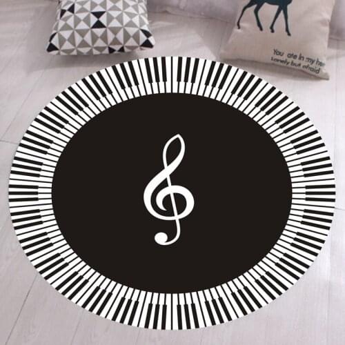 Modern Music Symbol Printed Round Carpet for Living Room Soft Polyester Rug Non-slip Chair Floor Mat for Child Room Home Decor