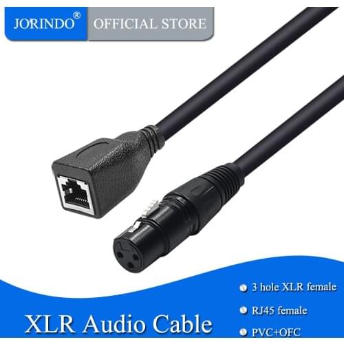 JORINDO 0.3M/0.98FT XLR female to RJ45 Audio signal transmission line,female Network Interface to XLR 3-hole Cable