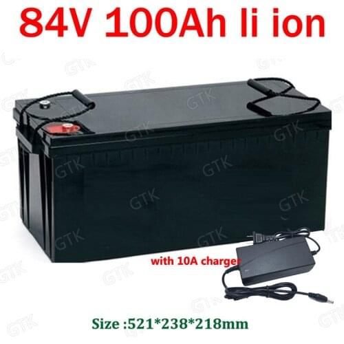 GTK 84v 100Ah li-ion battery pack 85.1v 100AH 100A BMS for 8400W inverter EV power supply motorhome Floor cleaner+ 10A charger