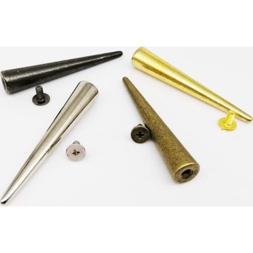 10 sets 10x54mm Metal Decor Punk Bullet Warhead Spike Cone Screwback Screw Rivet Stud For DIY Leather Crafts Bag Belt Jacket